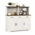 Buffet de cuisine en bois blanc avec plateau en MDF, 3 portes et 3 tiroirs