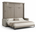 Lit escamotable en bois avec canapé intégré et tissu Gris 200x160 cm