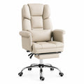 Chaise de bureau en cuir synthétique avec repose-pieds inclinable Beige