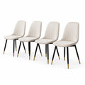 Ensemble de 4 chaises en velours Beige Pieds Métal Noir
