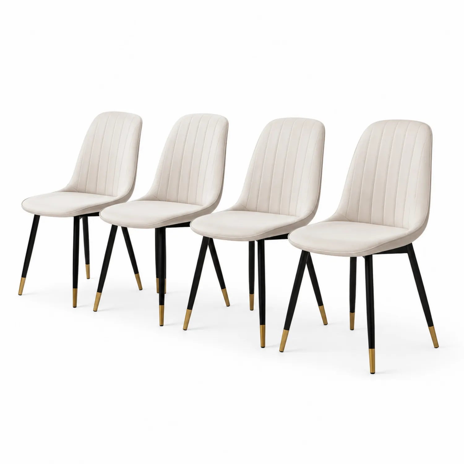 Ensemble de 4 chaises en velours Beige Pieds Métal Noir