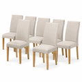 Ensemble de 6 chaises de salle à manger en tissu beige avec pieds en bois